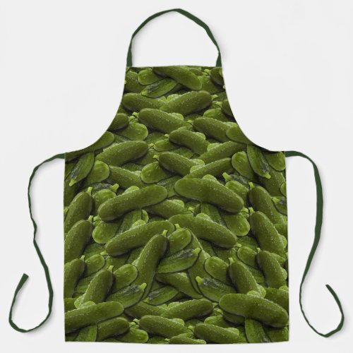 Fun Green Dill Pickles Pattern for Canners Apron