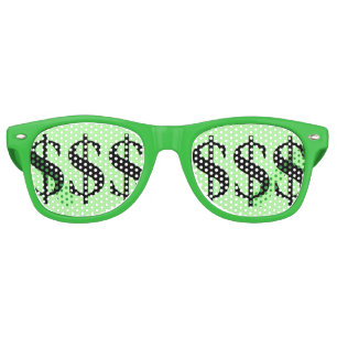 Fun Green Dollar Sign Party Retro Sunglasses