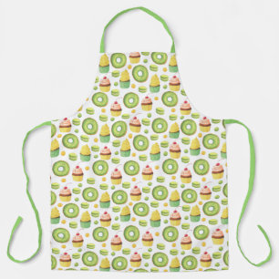 Fun Green Donuts and Cupcakes Pattern Apron