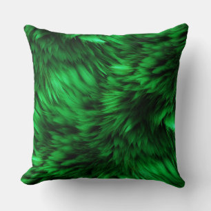 Fun Green faux monster fur texture Throw Pillow