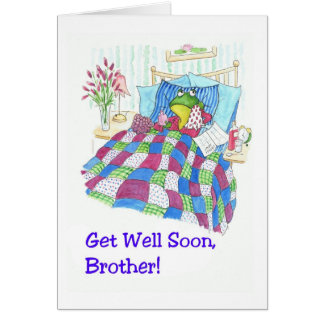 Fun Green Frog Get Well Soon for a Son Cards