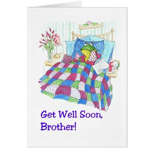 Fun Green Frog Get Well Soon for a Son Cards (Front)