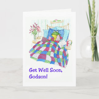 Fun Green Frog Get Well Soon for Godson Card