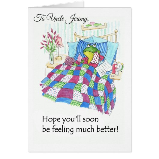 Fun Green Frog Get Well Soon to Personalize Cards (Front)