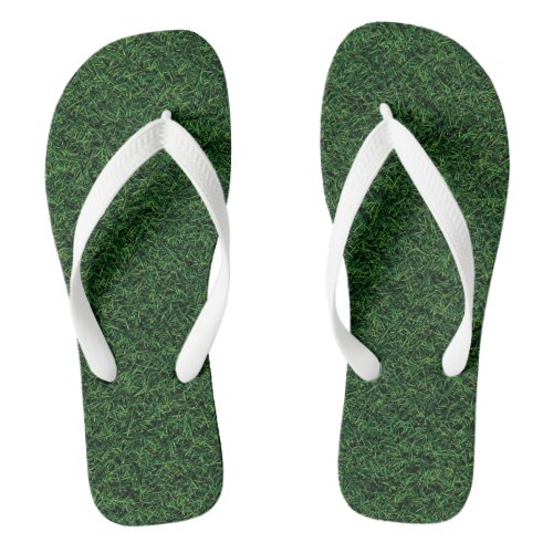 Fun Green Grass Adult Flip Flops
