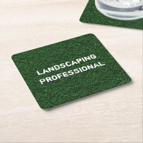 Fun Green Grass Square Paper Coaster