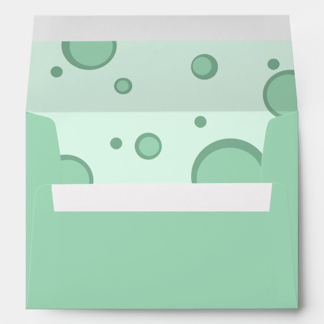 Fun Green Groovy Circles Retro Wedding Envelope (Back (Bottom))