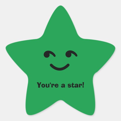 Fun Green Happy Smiling Face Youre A Star School Star Sticker