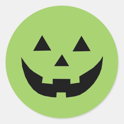 Fun green jack o lantern pumpkin face Halloween Classic Round Sticker