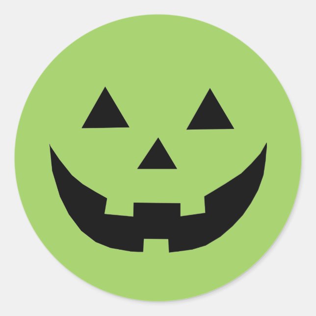 Fun green jack o lantern pumpkin face Halloween Classic Round Sticker (Front)
