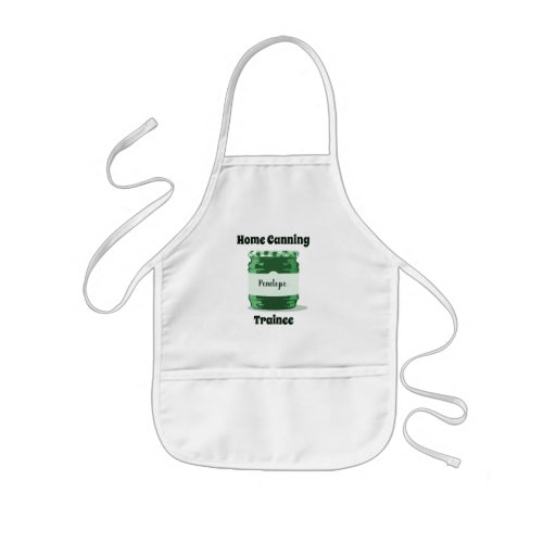 Fun Green Jelly Jar Home Canning Trainee with Name Kids Apron