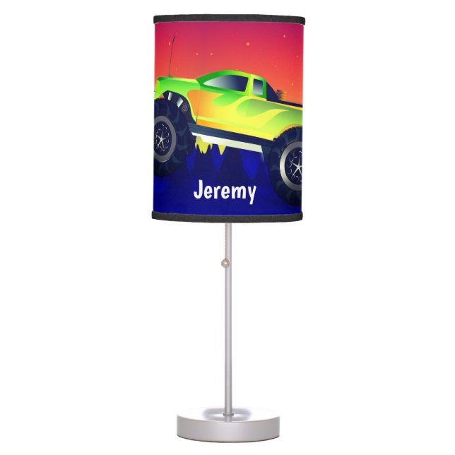 Fun Green Monster Trucks 4x4 Table Lamp (Front)