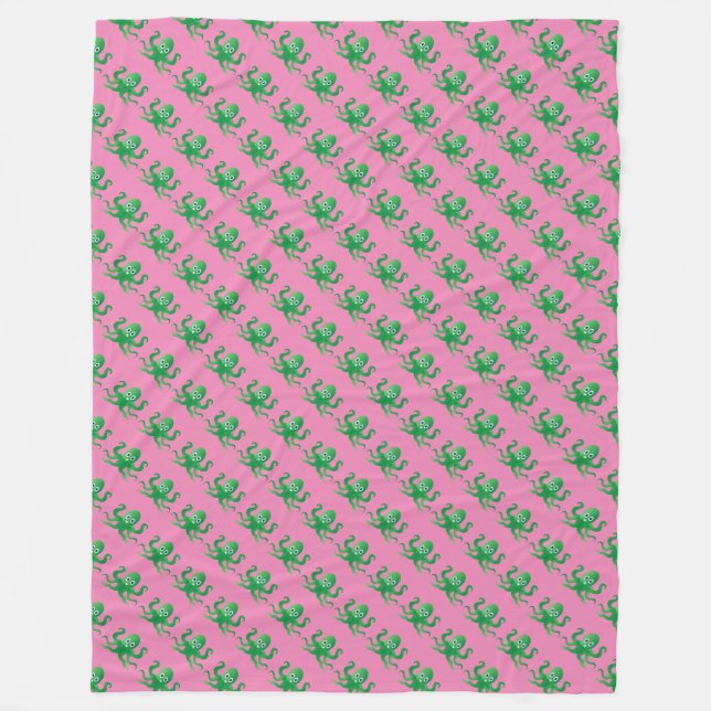 Fun green octopi fleece blanket (Front)