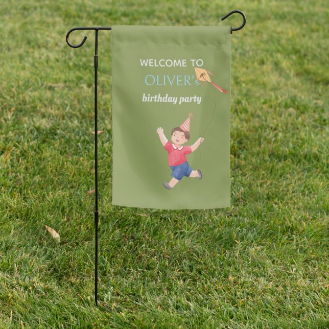 Fun Green Picnic Birthday Kids Boy Garden Picnic Garden Flag (In SItu)