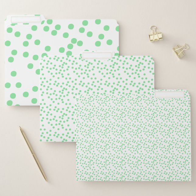 Fun, Green Polkadots Pattern File Folder (Set)