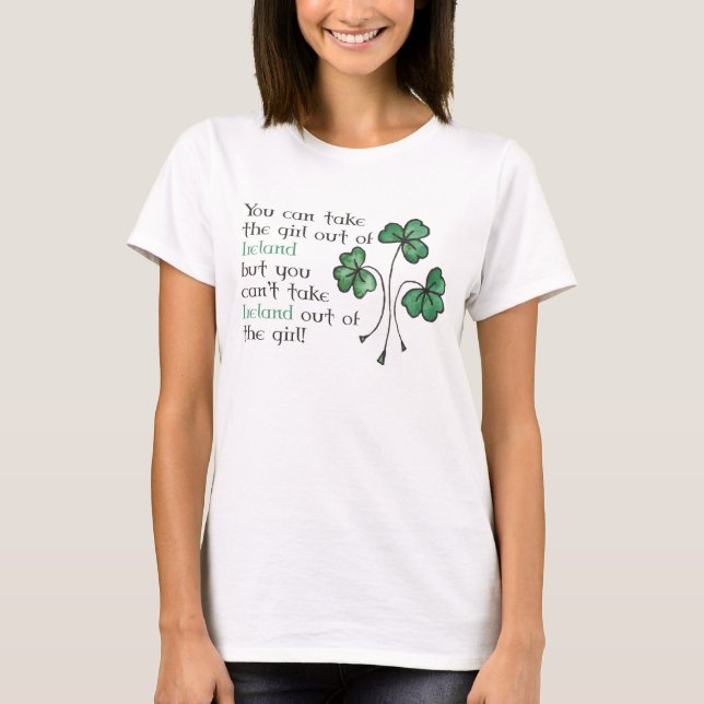 Fun Green Shamrocks Irish Girl T-shirt (Front)