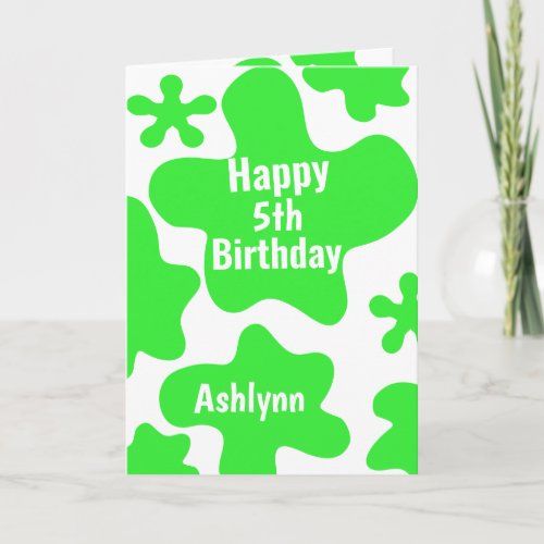 Fun Green Slime 5th Birthday Card