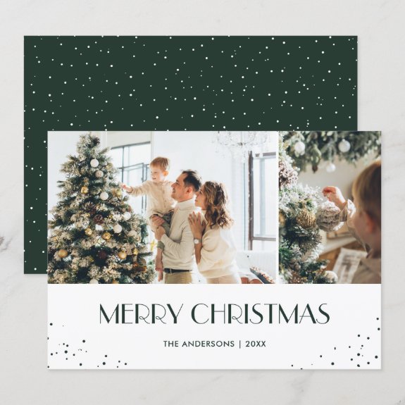 Fun Green Snow Photo Merry Christmas Card
