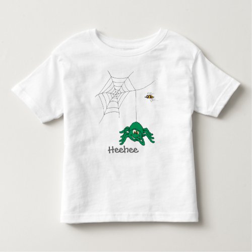 Fun green spider and fly kids t_shirt