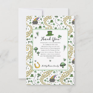 Fun Green St Patricks Day Irish Blessings Lunch Thank You Card