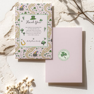Fun Green St Patricks Day Irish Blessings Lunch Thank You Card