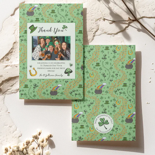Fun Green St Patricks Irish Thank You Card | Zazzle