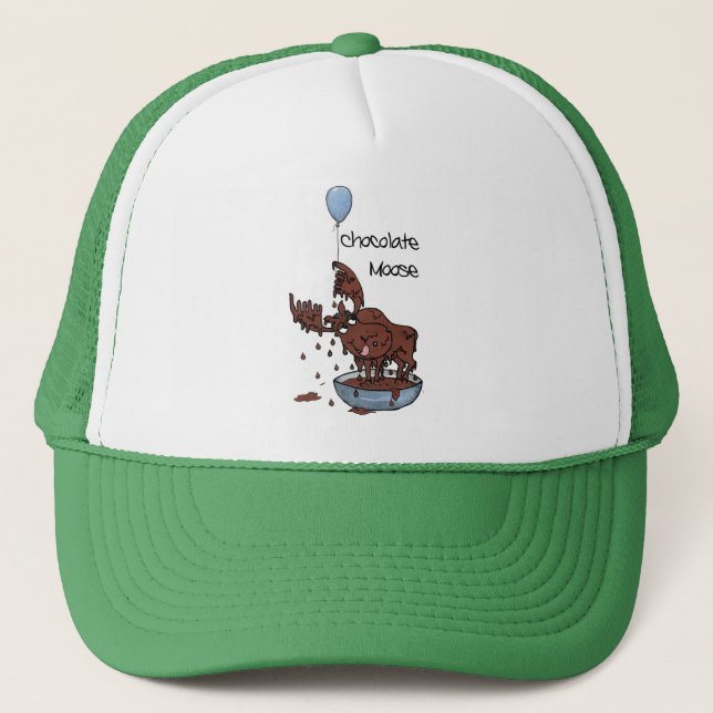 Fun Green Trucker Hat, Chocolate Moose Trucker Hat (Front)