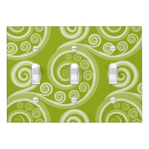 Fun Green Unfurling Fern Frond Swirl Light Switch Cover