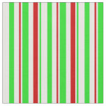 [ Thumbnail: Fun Green, White, Red Christmas-Inspired Pattern Fabric ]