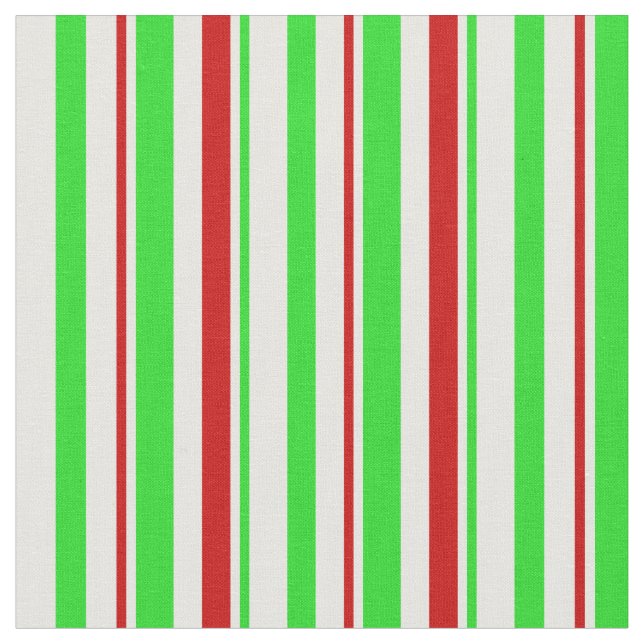 Fun Green, White, Red Christmas-Inspired Pattern Fabric (Close Up)