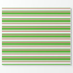 [ Thumbnail: Fun Green, White, Red Christmas Style Pattern Wrapping Paper ]