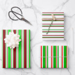 [ Thumbnail: Fun Green, White, Red Christmas Themed Patterns Wrapping Paper Sheets ]