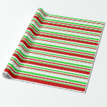 [ Thumbnail: Fun Green, White, Red Colored Christmas Inspired Wrapping Paper ]