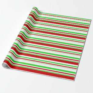 Fun Green, White, Red Colored Christmas Inspired Wrapping Paper