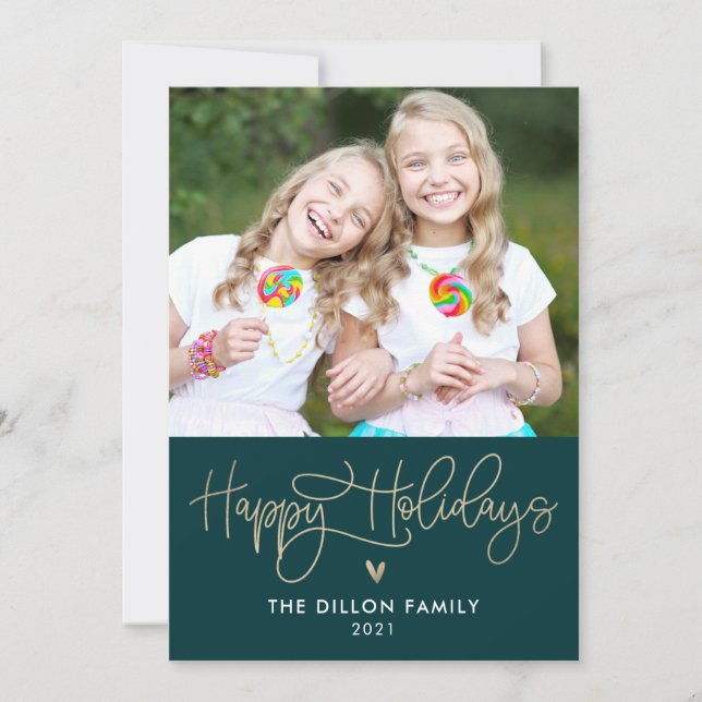Fun Greeting EDITABLE COLOR Holiday Photo Card (Front)