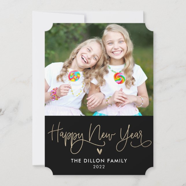 Fun Greeting EDITABLE COLOR New Year Photo Card (Front)