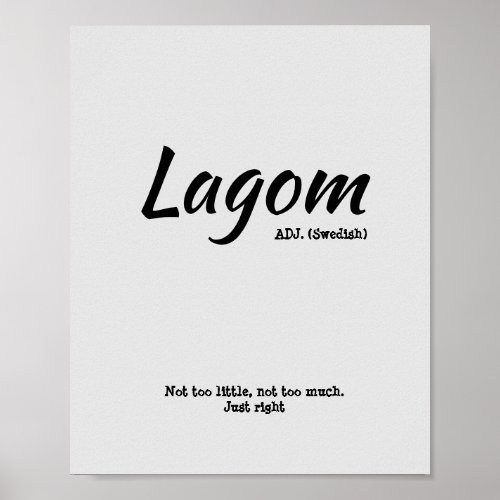 Fun Grey Swedish Lagom Definition Poster