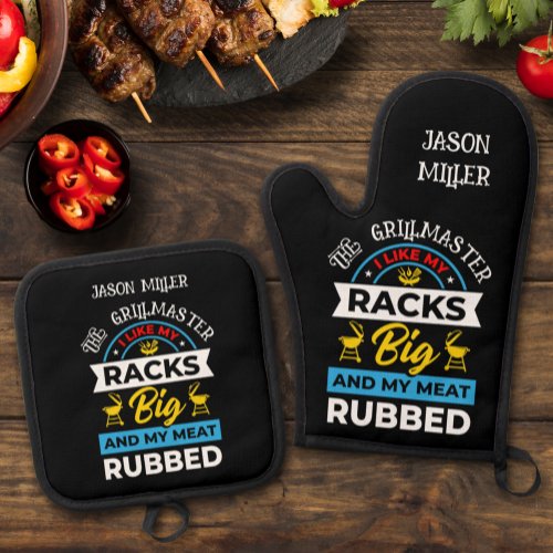 Fun Grill Master   Oven Mitt  Pot Holder Set