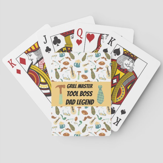 Fun GRILL MASTER TOOL BOSS DAD LEGEND  Poker Cards (Back)