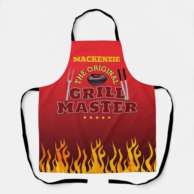 Fun GRILL MASTER with Flame on Gradient Apron (Front)