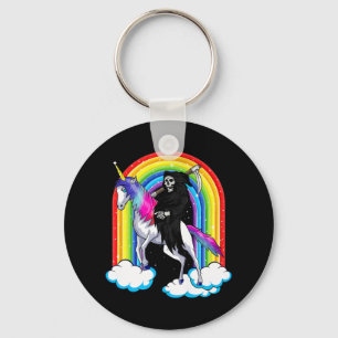 Fun Grim Reaper Riding An Unicorn Death Unicorn Ha Keychain