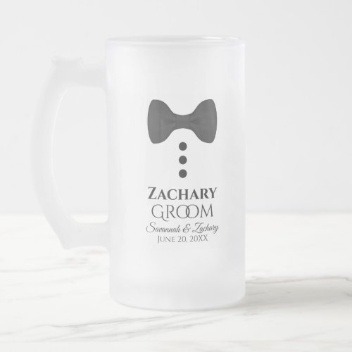 Fun Groom Black Tie Tuxedo Frosted Beer Mug