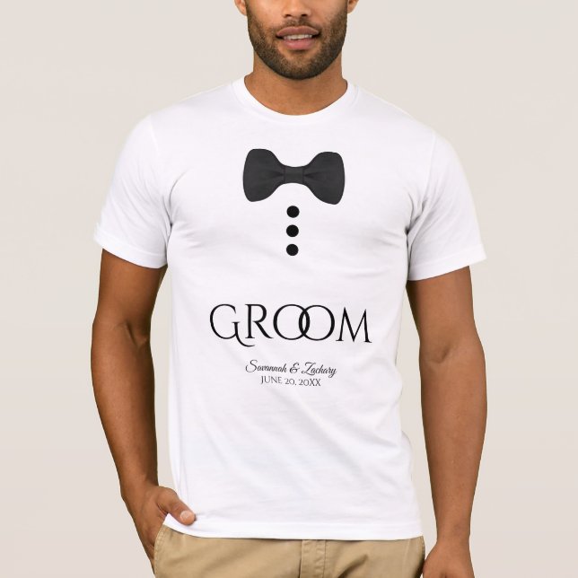 Fun Groom Black Tie Wedding T-shirt (Front)