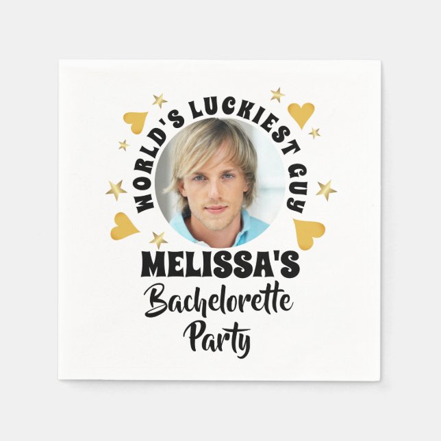 Fun Grooms Face Photo Bachelorette Party Napkins (Front)