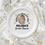 Fun Grooms Face Photo Gold Hearts Bridal Shower Paper Plates<br><div class="desc">Fun personalized groom's face bridal shower design. Designed by Thisisnotme©</div>