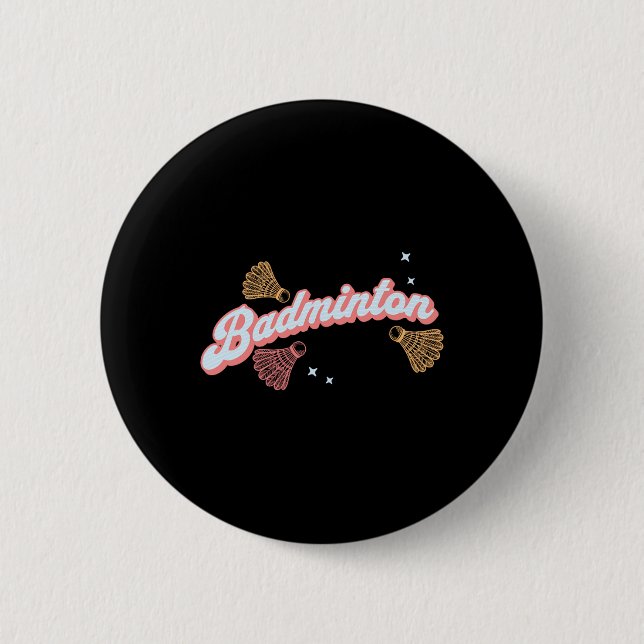 Fun Groovy Badminton And Shuttles  Button (Front)