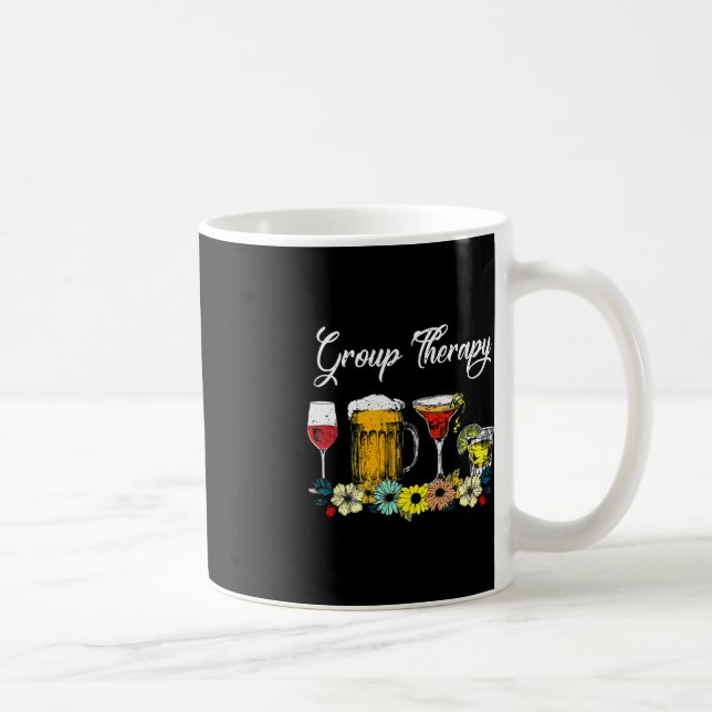 Fun Group Therapy Floral Drink Glasses Mental Heal Coffee Mug (Right)