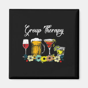 Fun Group Therapy Floral Drink Glasses Mental Heal Magnet