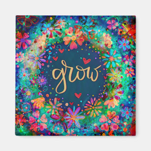 Fun Grow Pretty Floral Modern Inspirivity Magnet