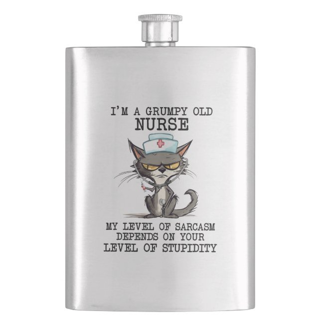 Fun Grumpy Old Nurse Flask (Front)